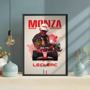 Charles Leclerc 2024 Italian Grand Prix Winner Poster, F1, Formula 1, Ferrari, Scuderia Ferrari, F1 Merch, Poster, Print, Wall Art Race Track Wall Art by Laurel Wreath Studios