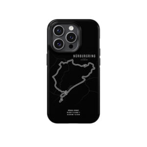 Nurburgring F1 Track Map Black iPhone Case – Feel the Speed of the Green Hell from the More Series store collection.