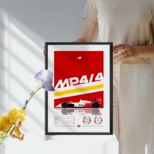 McLaren MP4/4 Poster, F1, Formula 1, Ayrton Senna, F1 Merch, Poster, Print, Wall Art, McLaren Racing, Alain Prost Race Track Wall Art by Laurel Wreath Studios
