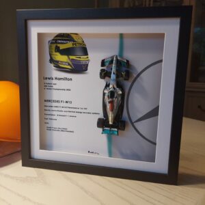 Lewis Hamilton Mercedes 2014-2022 Helmet Art Box Frame 1/43 Diecast Car Bburago from the Race Car Wall Art store collection.