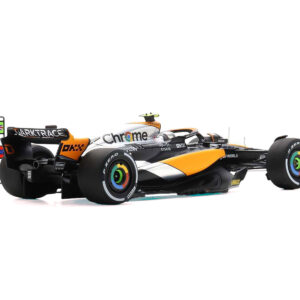 McLaren MCL60 #4 Lando Norris "Chrome" 2nd Place Formula One F1 "British GP" (2023) and Acrylic Display Case and Pit Board 1/18 Model Car by Spark from the Race Track Wall Art store collection.