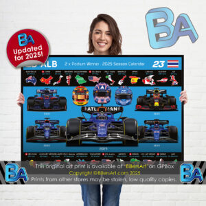 Alexander Albon 2025 Williams Formula 1 Car. Very High Quality Illustration from the Sports Car Racing Art store collection.