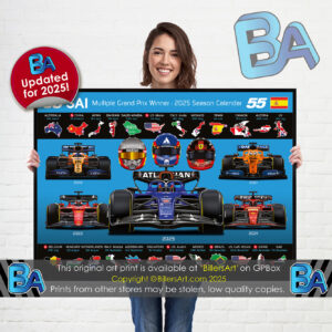 Carlos Sainz 2025 Williams Formula 1 Car. Very High Quality Illustration from the Sports Car Racing Art store collection.