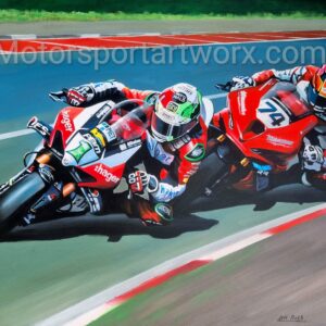 Clash Of The Titans. Glenn Irwin and Davey Todd NW200 Limited Edition print. from the Race Car Wall Art store collection.