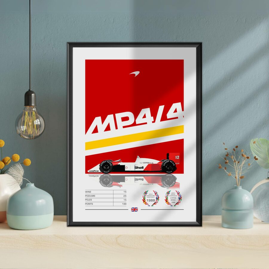 McLaren MP4/4 Poster, F1, Formula 1, Ayrton Senna, F1 Merch, Poster, Print, Wall Art, McLaren Racing, Alain Prost from the Ayrton Senna store collection.