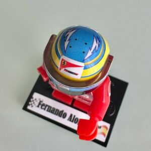 Fernando Alonso 2012 Ferrari F1 formula 1 F1 grand prix pilota figura driver Super suit and super helmet in minifigure from the Lewis Hamilton store collection.
