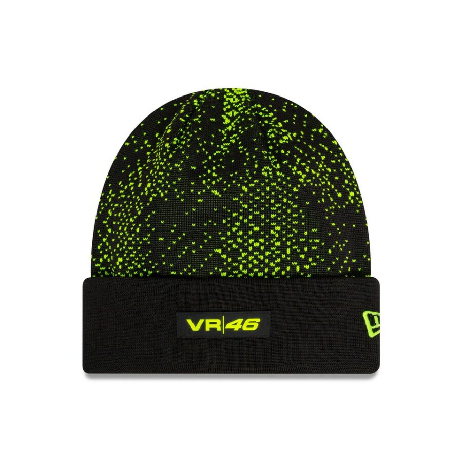 2025 VR46 Halftone Cuff Beanie Adults - Black Neon Yellow from the MotoGP Memorabilia store collection.