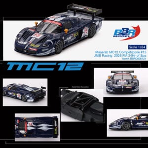 Maserati MC12 Competizione #15 Ben Aucott - Alain Ferte - Stephane Daoudi "JMB Racing" "24 Hours of Spa" (2008) 1/64 Diecast Model Car by BBR from the Sports Car Racing Gifts store collection.