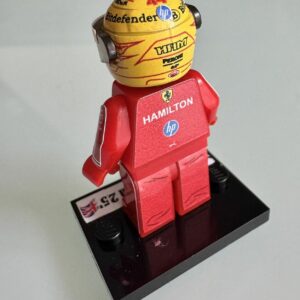 F1 Minifigure Lewis Hamilton 44 F1 2025 Debut Ferrari from the Ayrton Senna store collection.