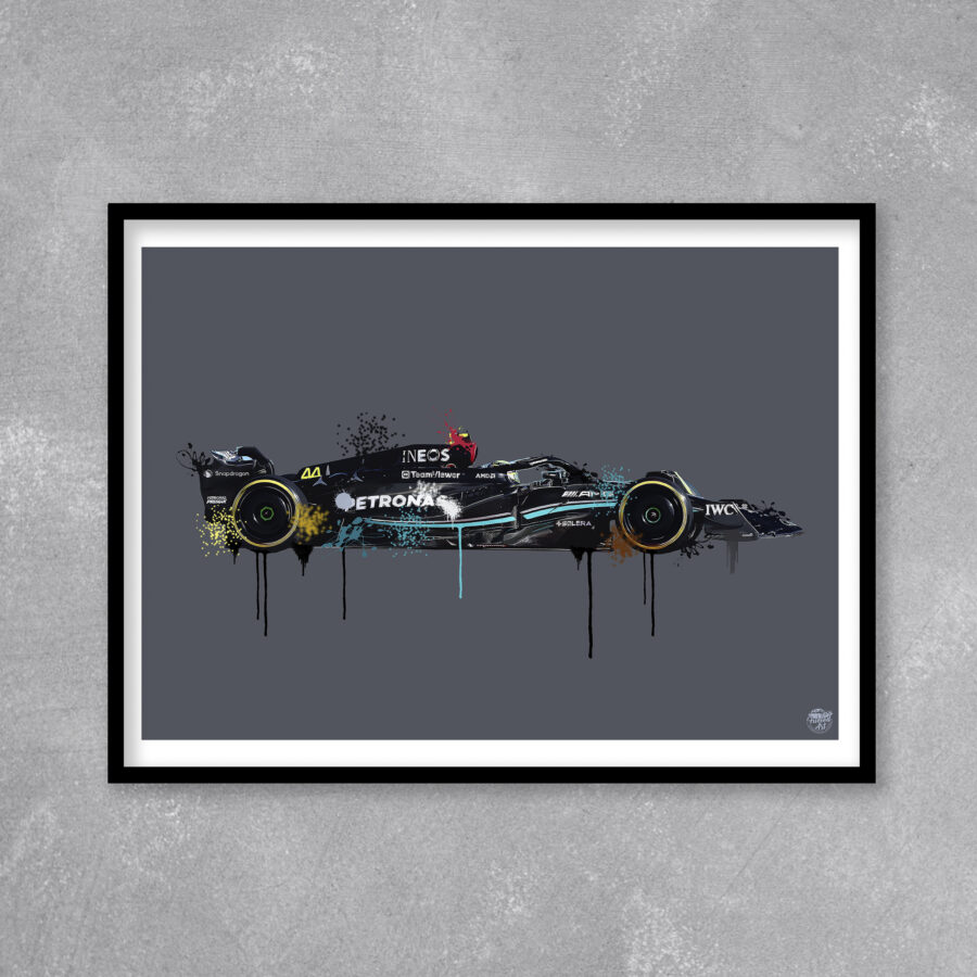 Lewis Hamilton 2023 Mercedes F1 print - Various Sizes. F1 gifts, Formula 1 Wall Art, Formula 1 poster, F1 artwork, Motorsport gift from the Lewis Hamilton store collection.