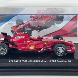 Kimi Räikkönen signed Ferrari F2007 cased 1/24 from the Formula 1 Memorabilia store collection.