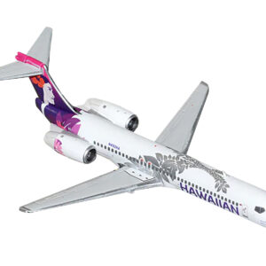 Boeing 717-200 Commercial Aircraft "Hawaiian Airlines" (N492HA) White with Purple Graphics 1/400 Diecast Model Airplane by GeminiJets from the Automotive store collection.