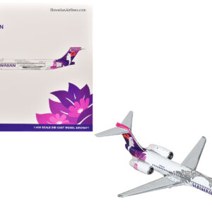 Boeing 717-200 Commercial Aircraft "Hawaiian Airlines" (N492HA) White with Purple Graphics 1/400 Diecast Model Airplane by GeminiJets from the Automotive store collection.