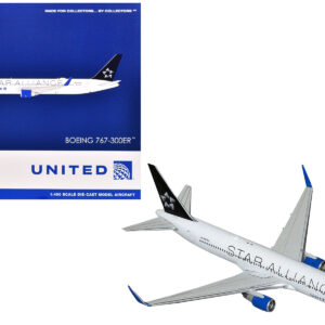 Boeing 767-300ER Commercial Aircraft "United Airlines Star Alliance" (N76516) White with Black Tail 1/400 Diecast Model Airplane by GeminiJets from the Automotive store collection.