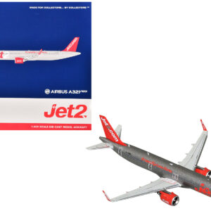 Airbus A321neo Commercial Aircraft "Jet2" (G-SUNO) Gray Metallic with Red Tail 1/400 Diecast Model Airplane by GeminiJets from the Automotive store collection.