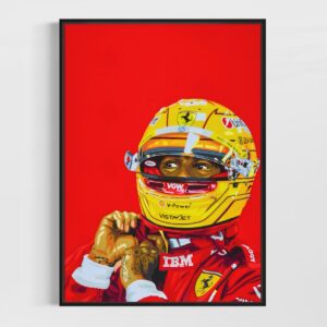 Lewis at Ferrari. Signed, Limited Edition Giclée Print. from the Race Car Wall Art store collection.