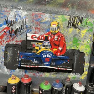 Mansell X Senna - Graffiti painting from the Ayrton Senna store collection.