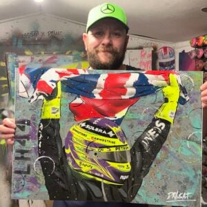 Lewis Hamilton, Silverstone 2024 - Graffiti Painting Sports Car Racing Art by DRAutoArt