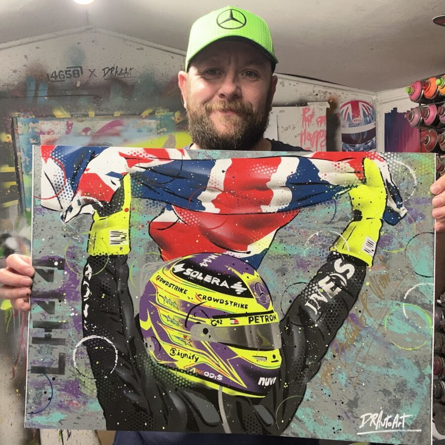 Lewis Hamilton, Silverstone 2024 - Graffiti Painting from the Lewis Hamilton store collection.