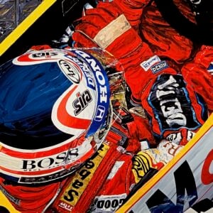 Nigel Mansell signed Williams FW11 art by David Johnson Sports Car Racing Art by The Signature Store