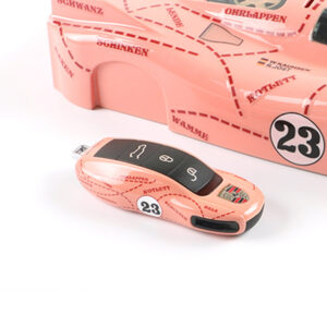 Porsche Pink Pig 24h LeMans livery Key Fob Cover Case for MACAN CAYENNE PANAMERA 911 718 old keys from the Vintage store collection.
