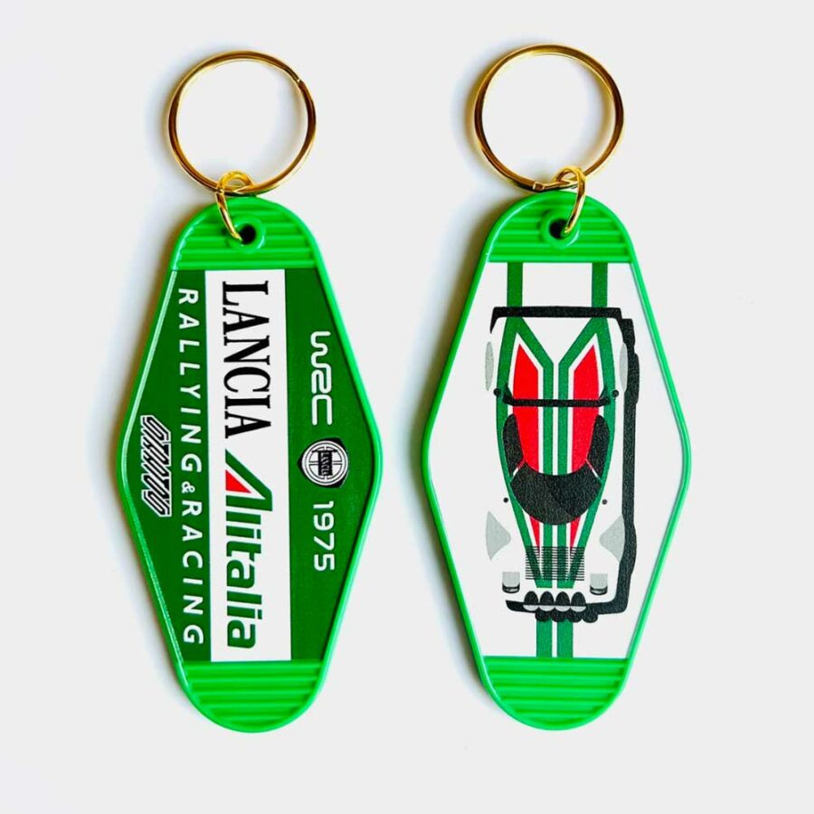 Lancia Stratos Alitalia Livery Keychain – Italian Motorsport Pride from the Race Track Wall Art store collection.