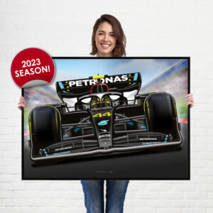 Lewis Hamilton 2023 Mercedes F1 car wall art impact poster print Lewis Hamilton by Billeresque
