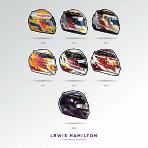 Lewis Hamilton 7 Time World Champion F1 Art Poster, F1 Gift, Formula 1, Racing Helmet, Mercedes from the Lewis Hamilton store collection.