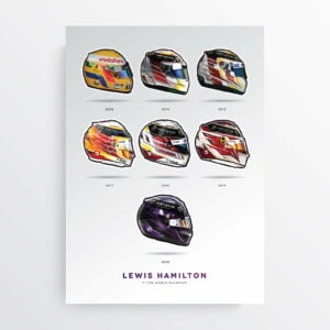 Lewis Hamilton 7 Time World Champion F1 Art Poster, F1 Gift, Formula 1, Racing Helmet, Mercedes from the Lewis Hamilton store collection.