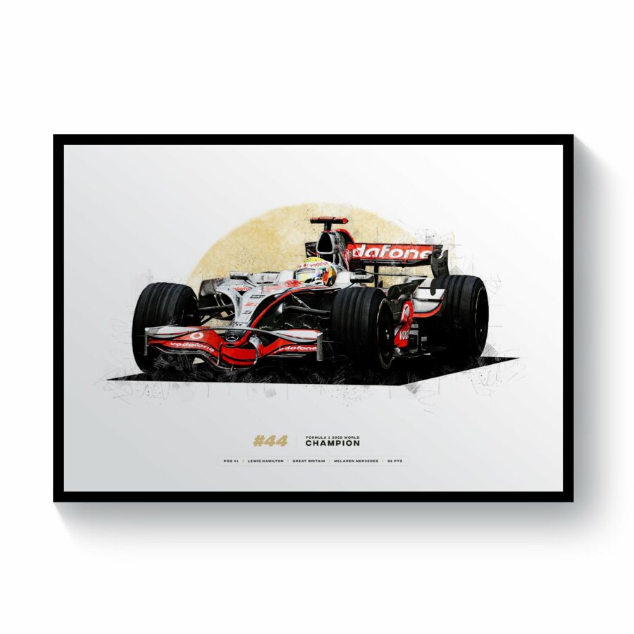 Lewis Hamilton 2008 Formula 1 Champion, McLaren MP4-23 Art Print from the Lewis Hamilton store collection.