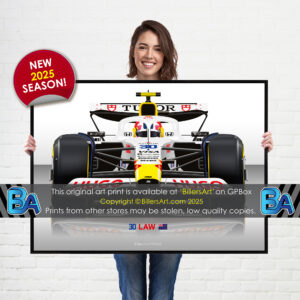 Liam Lawson's 2025 Racing Bulls Racing Car. A Very High Quality Illustration from the Formula 1 Memorabilia store collection.