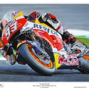Marc Marquez MotoGP Honda RC213V Limited Edition Art Print from the GPBox store.