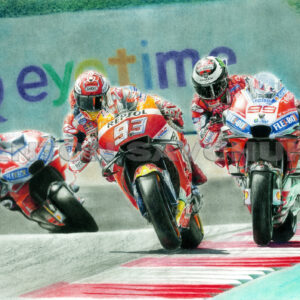 Clash of the Titans: Marquez vs Lorenzo, Austria 2019, MotoGP art MotoGP Memorabilia by Anton Savchuk