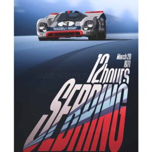 Porsche 917 - Sebring 12hrs 1971 - A2 Race Poster Print from the Vintage store collection.