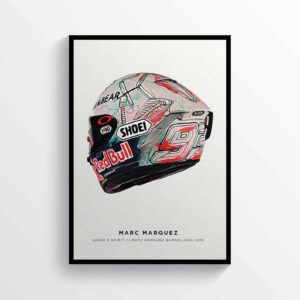 Marc Marquez Barcelona 2019 MM93 Helmet Moto GP Motorcycle Poster Motorbike Poster from the GPBox store.