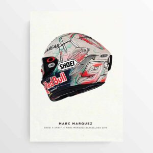 Marc Marquez Barcelona 2019 MM93 Helmet Moto GP Motorcycle Poster Motorbike Poster from the GPBox store.