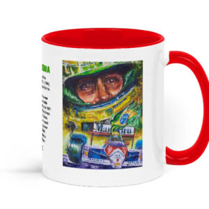 Aryton Senna - Three Time World Champion - 11oz two toned red and white mug Ayrton Senna by Remo Art