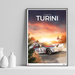 Lancia Delta HF Integrale – Auriol & 0ccelli. Col de Turini. Limited and signed edition, poster, print, birthday, race, group b, rallye Vintage by Exclusive edition