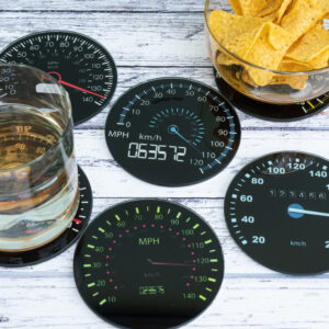 Set of 6 Speedometer Glass Coasters Vintage by Me and My Car