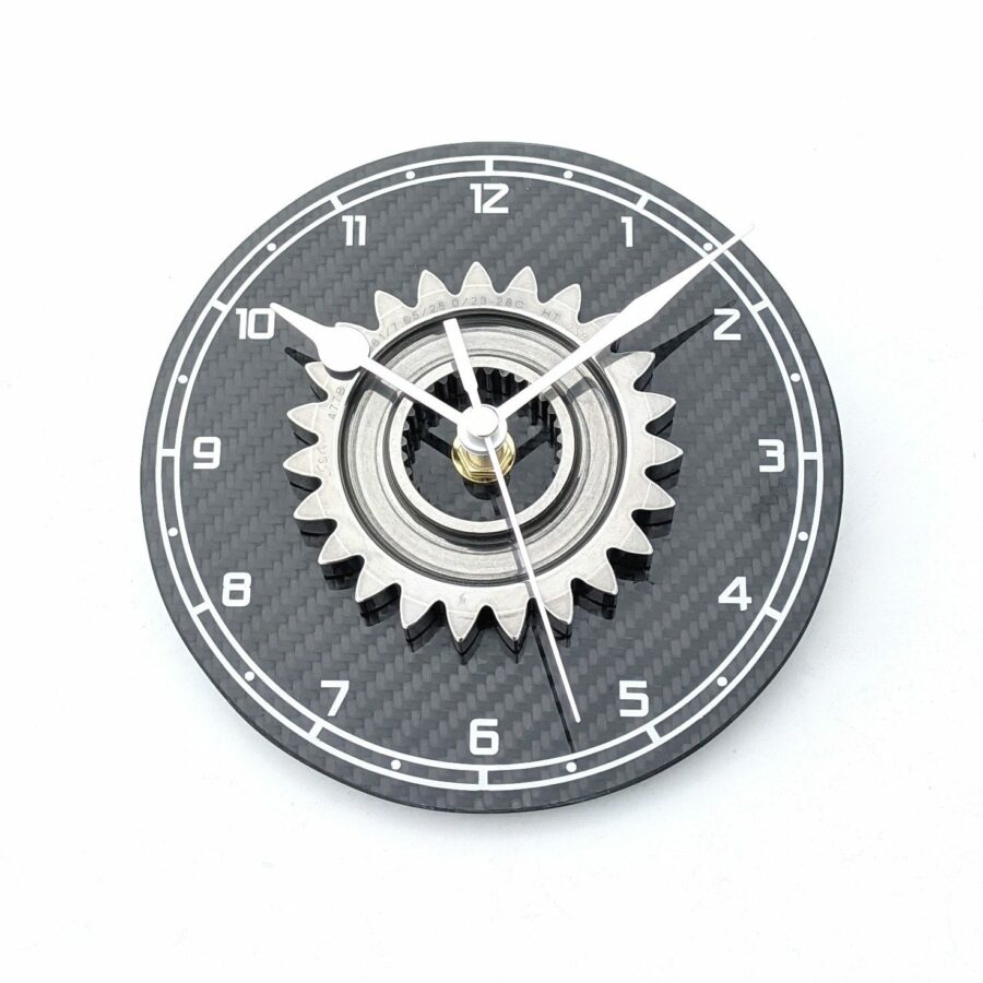 F43: Williams F1 gear ratio workshop wall or desk clock - Real carbon fiber Formula 1 racing motorsport engineering office gift from the GPBox store.