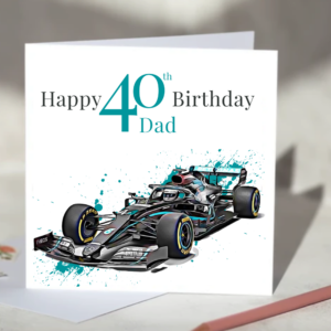Mercedes Formula One F1 Birthday Card Personalise with Age and Name from the Lewis Hamilton store collection.