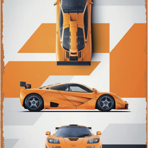 Mclaren F1 LM - Papaya Orange Retro Car Metal Tin Sign Metal Posters Wall Decor 12X8-Inch from the Race Car Wall Art store collection.