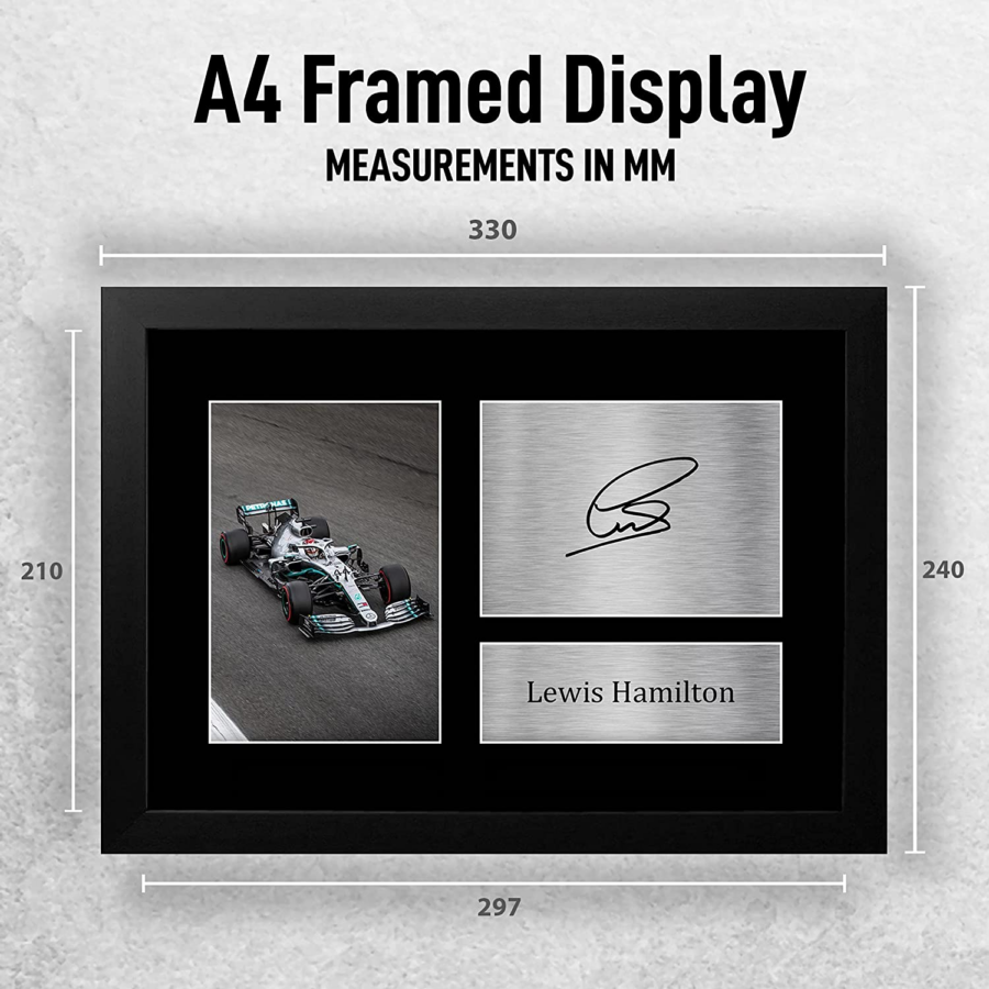 Lewis Hamilton Gift Signed FRAMED A4 Printed Autograph Mercedes F1 Gifts Print Photo Picture Display from the Lewis Hamilton store collection.