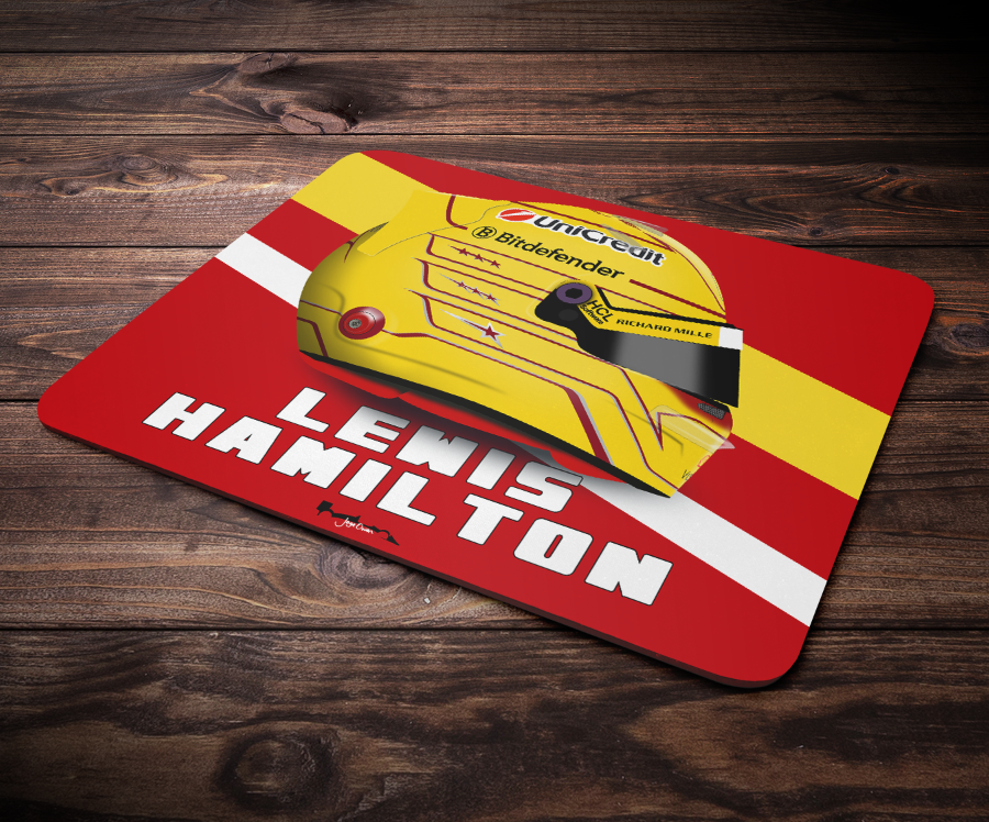 Lewis Hamilton 2025 Helmet Mouse Mat - Scuderia GP from the Sports Car Racing Gifts store collection.
