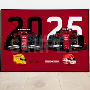 Charles Leclerc Lewis Hamilton Ferrari SF25 2025 F1Helmet Print - Scuderia GP from the Sports Car Racing Fine Art Originals store collection.